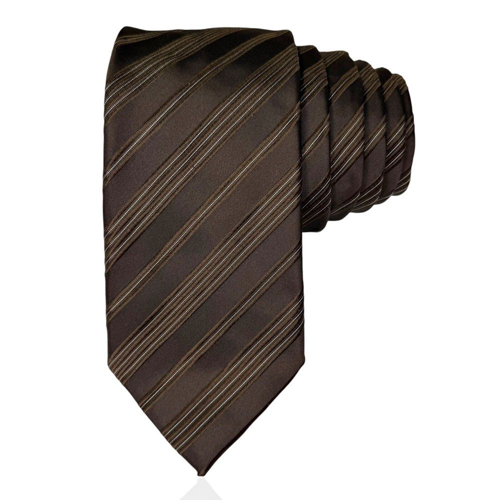 DANIEL MILANO Tie Men's 100% Silk‎ Repp Necktie Made In Italy Designer Brown